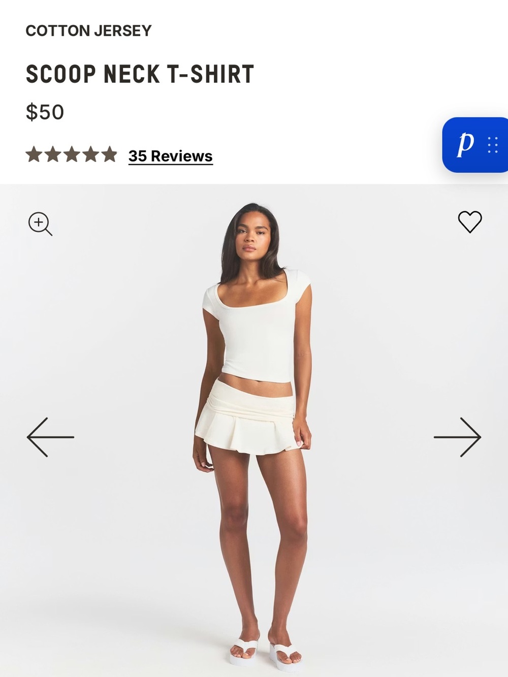 SKIMS Scoop Neck Short Sleeve Tee in Ivory